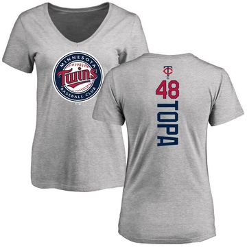 Women's Minnesota Twins Justin Topa ＃48 Backer Slim Fit T-Shirt Ash