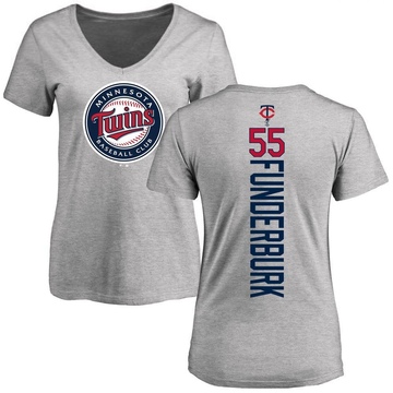 Women's Minnesota Twins Kody Funderburk ＃55 Backer Slim Fit T-Shirt Ash