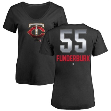 Women's Minnesota Twins Kody Funderburk ＃55 Midnight Mascot V-Neck T-Shirt - Black