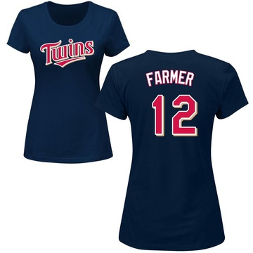 Women's Minnesota Twins Kyle Farmer ＃12 Roster Name & Number T-Shirt - Navy