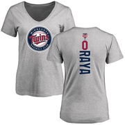 Women's Minnesota Twins Marco Raya ＃0 Backer Slim Fit T-Shirt Ash