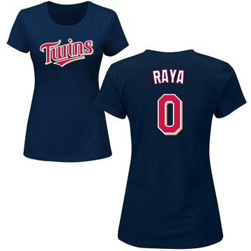 Women's Minnesota Twins Marco Raya ＃0 Roster Name & Number T-Shirt - Navy