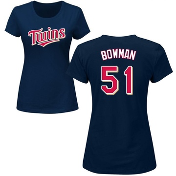 Women's Minnesota Twins Matt Bowman ＃51 Roster Name & Number T-Shirt - Navy