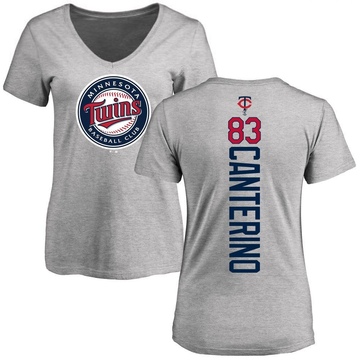 Women's Minnesota Twins Matt Canterino ＃83 Backer Slim Fit T-Shirt Ash