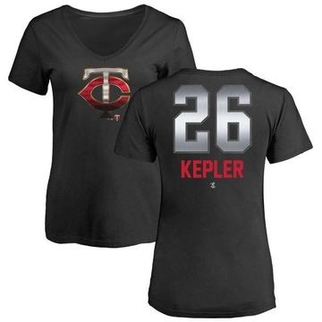 Women's Minnesota Twins Max Kepler ＃26 Midnight Mascot V-Neck T-Shirt - Black