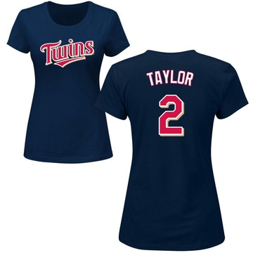 Women's Minnesota Twins Michael Taylor ＃2 Roster Name & Number T-Shirt - Navy