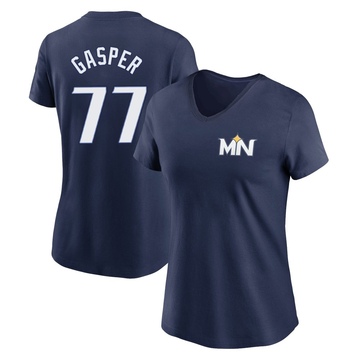 Women's Minnesota Twins Mickey Gasper ＃77 2024 City Connect Fuse Name & Number V-Neck T-Shirt - Navy