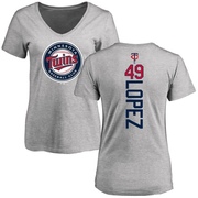 Women's Minnesota Twins Pablo Lopez ＃49 Backer Slim Fit T-Shirt Ash