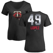 Women's Minnesota Twins Pablo Lopez ＃49 Midnight Mascot V-Neck T-Shirt - Black