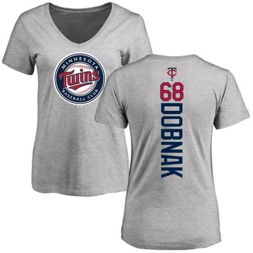 Women's Minnesota Twins Randy Dobnak ＃68 Backer Slim Fit T-Shirt Ash