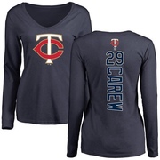 Women's Minnesota Twins Rod Carew ＃29 Backer Slim Fit Long Sleeve T-Shirt - Navy