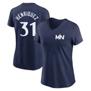 Women's Minnesota Twins Ronny Henriquez ＃31 2024 City Connect Fuse Name & Number V-Neck T-Shirt - Navy