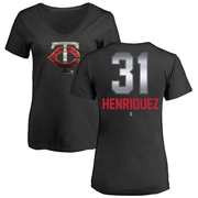 Women's Minnesota Twins Ronny Henriquez ＃31 Midnight Mascot V-Neck T-Shirt - Black