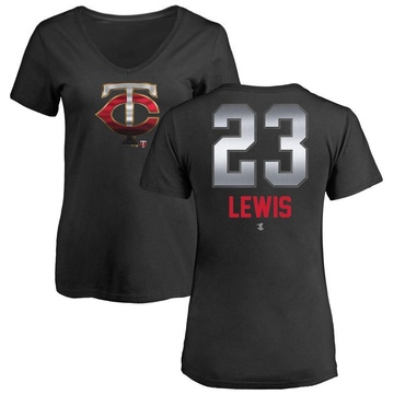 Women's Minnesota Twins Royce Lewis ＃23 Midnight Mascot V-Neck T-Shirt - Black