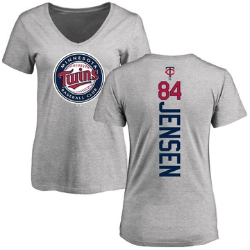 Women's Minnesota Twins Ryan Jensen ＃84 Backer Slim Fit T-Shirt Ash