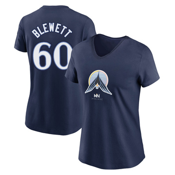 Women's Minnesota Twins Scott Blewett ＃60 2024 City Connect Name & Number V-Neck T-Shirt - Navy