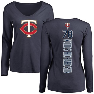 Women's Minnesota Twins Simeon Woods Richardson ＃78 Backer Slim Fit Long Sleeve T-Shirt - Navy