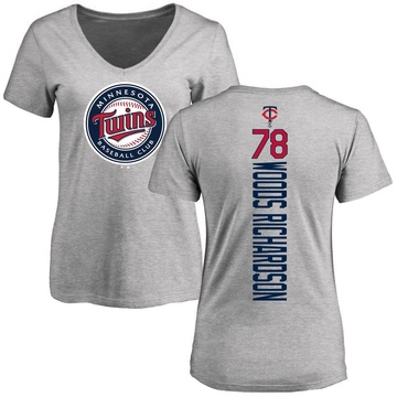 Women's Minnesota Twins Simeon Woods Richardson ＃78 Backer Slim Fit T-Shirt Ash