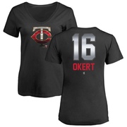 Women's Minnesota Twins Steven Okert ＃16 Midnight Mascot V-Neck T-Shirt - Black