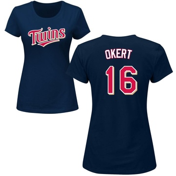 Women's Minnesota Twins Steven Okert ＃16 Roster Name & Number T-Shirt - Navy