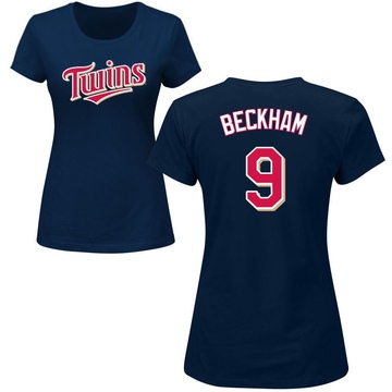 Women's Minnesota Twins Tim Beckham ＃9 Roster Name & Number T-Shirt - Navy