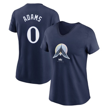 Women's Minnesota Twins Travis Adams ＃0 2024 City Connect Name & Number V-Neck T-Shirt - Navy