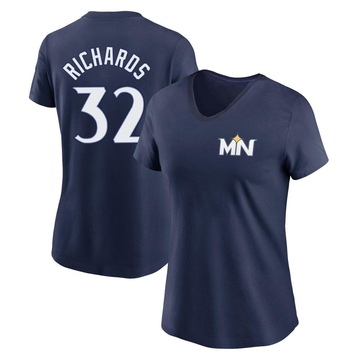 Women's Minnesota Twins Trevor Richards ＃32 2024 City Connect Fuse Name & Number V-Neck T-Shirt - Navy