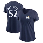 Women's Minnesota Twins Zebby Matthews ＃52 2024 City Connect Fuse Name & Number V-Neck T-Shirt - Navy