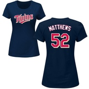 Women's Minnesota Twins Zebby Matthews ＃52 Roster Name & Number T-Shirt - Navy