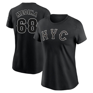 Women's New York Mets Adonis Medina ＃68 2024 City Connect Name & Number T-Shirt - Black