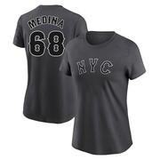 Women's New York Mets Adonis Medina ＃68 Graphite 2024 City Connect Fuse Name & Number T-Shirt