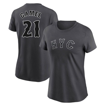 Women's New York Mets Ben Gamel ＃21 Game Ben l Graphite 2024 City Connect Fuse Name & Number T-Shirt