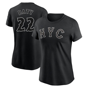 Women's New York Mets Brett Baty ＃22 2024 City Connect Name & Number T-Shirt - Black