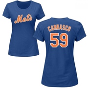 Women's New York Mets Carlos Carrasco ＃59 Roster Name & Number T-Shirt - Royal