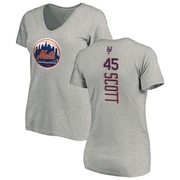 Women's New York Mets Christian Scott ＃45 Backer Slim Fit T-Shirt Ash