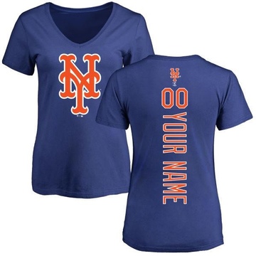 Women's New York Mets Custom ＃00 Backer Slim Fit T-Shirt - Royal