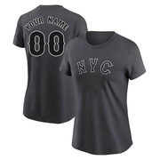 Women's New York Mets Custom ＃00 Graphite 2024 City Connect Fuse Name & Number T-Shirt