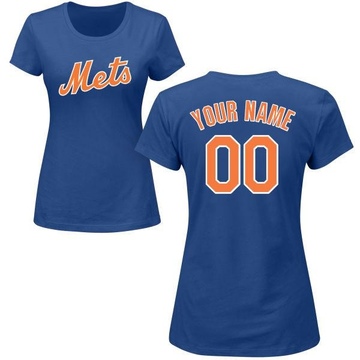 Women's New York Mets Custom ＃00 Roster Name & Number T-Shirt - Royal