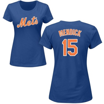 Women's New York Mets Danny Mendick ＃15 Roster Name & Number T-Shirt - Royal