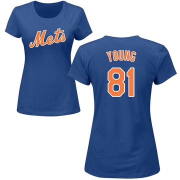 Women's New York Mets Danny Young ＃81 Roster Name & Number T-Shirt - Royal