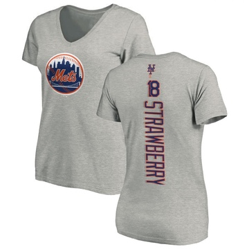 Women's New York Mets Darryl Strawberry ＃18 Backer Slim Fit T-Shirt Ash