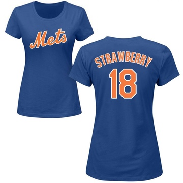 Women's New York Mets Darryl Strawberry ＃18 Roster Name & Number T-Shirt - Royal