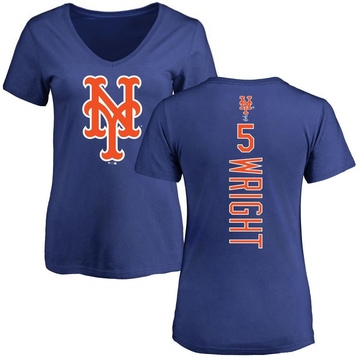 Women's New York Mets David Wright ＃5 Backer Slim Fit T-Shirt - Royal