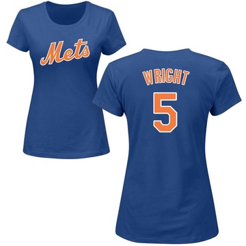 Women's New York Mets David Wright ＃5 Roster Name & Number T-Shirt - Royal