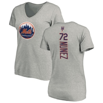 Women's New York Mets Dedniel Nunez ＃72 Backer Slim Fit T-Shirt Ash