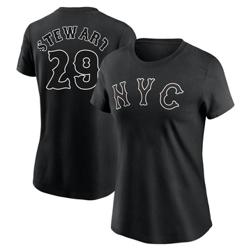 Women's New York Mets DJ Stewart ＃29 2024 City Connect Name & Number T-Shirt - Black