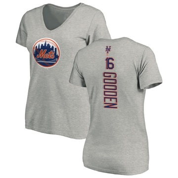 Women's New York Mets Dwight Gooden ＃16 Backer Slim Fit T-Shirt Ash