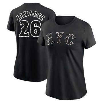 Women's New York Mets Eddy Alvarez ＃26 2024 City Connect Name & Number T-Shirt - Black