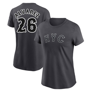 Women's New York Mets Eddy Alvarez ＃26 Graphite 2024 City Connect Fuse Name & Number T-Shirt