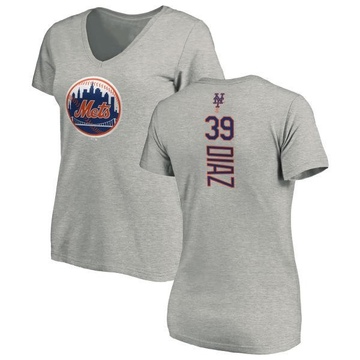 Women's New York Mets Edwin Diaz ＃39 Backer Slim Fit T-Shirt Ash